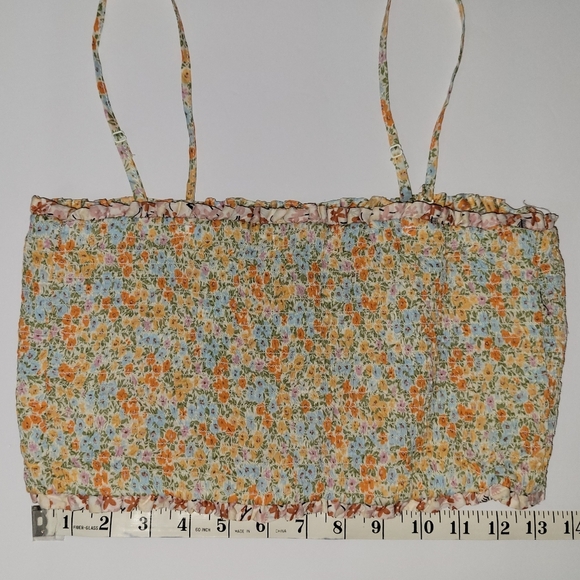 American Eagle Outfitters Reversible Floral Smocked Cottagecore Summer Crop Top - Picture 8 of 10